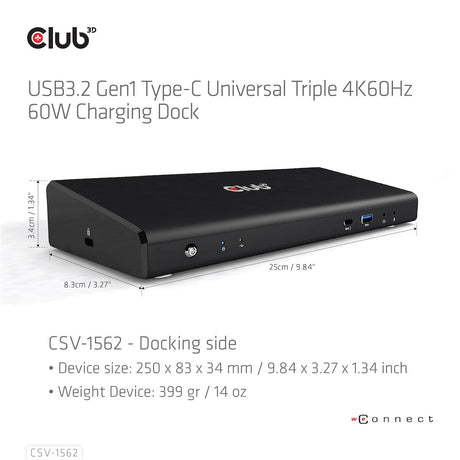 EAN 8719214471293 - CLUB3D CSV-1562 base para portátil y replicador de puertos Acoplamiento USB 3.2 Gen 1 (3.1 Gen 1) Type-C  imagen 15
