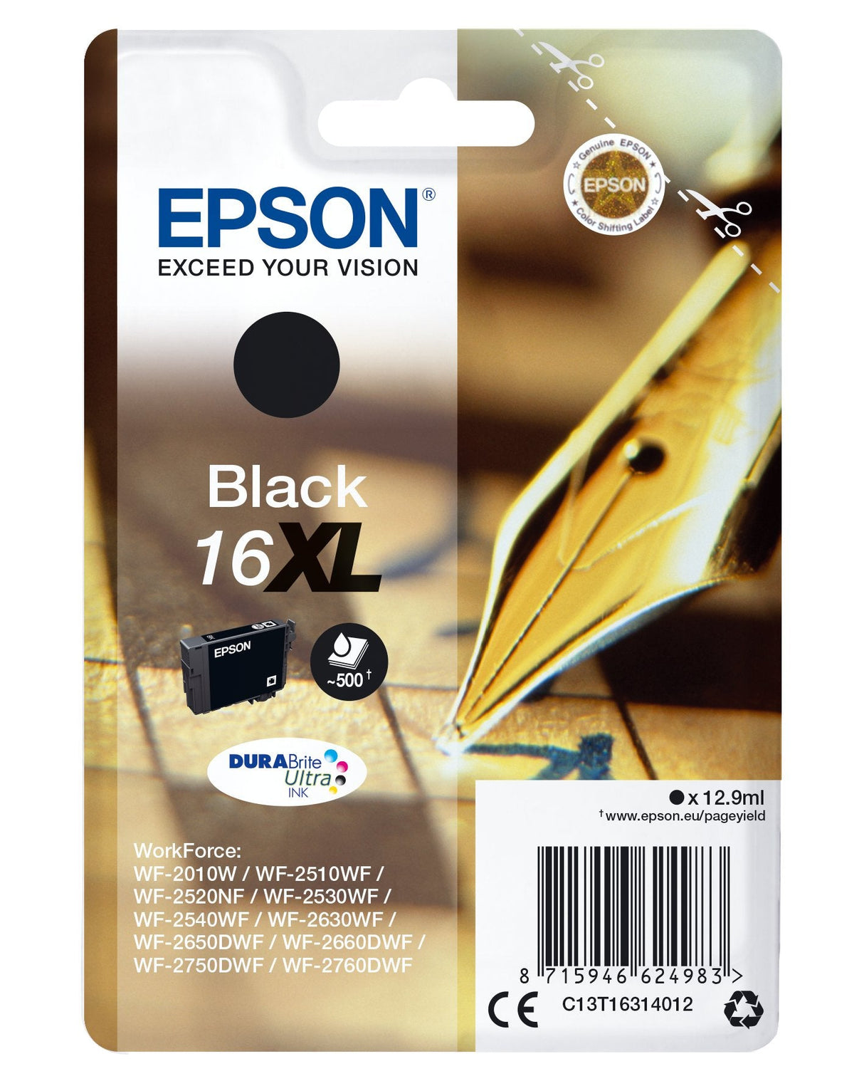 Epson Durabrite Ultra Ink Cartucho Negro 16xl (Blister+ Alarma Acustico/Radiofrecuencia)