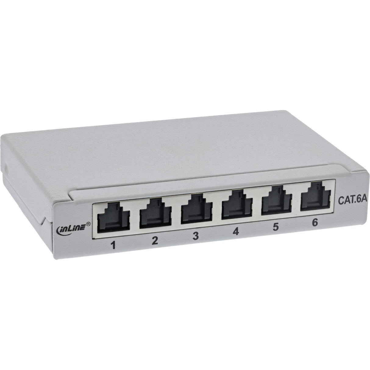 Inline® Patch Panel Cat.6a 0.5u 6-Port, For Table/Wall/Rail, With Dust Projoection, Gris