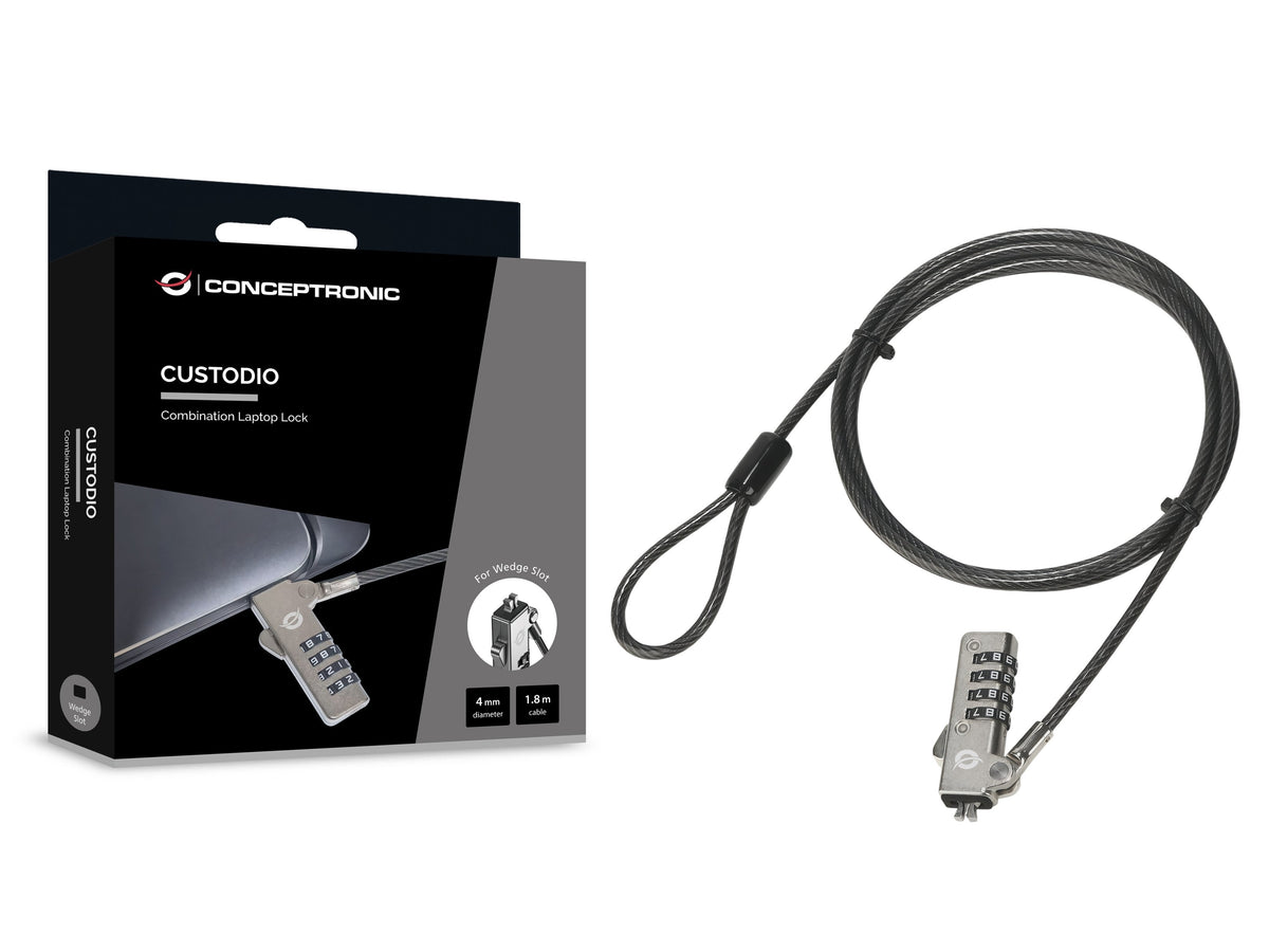 Conceptronic Notebook Candado De Combinación Wedgeslot3.2x4.5mm 1.80m