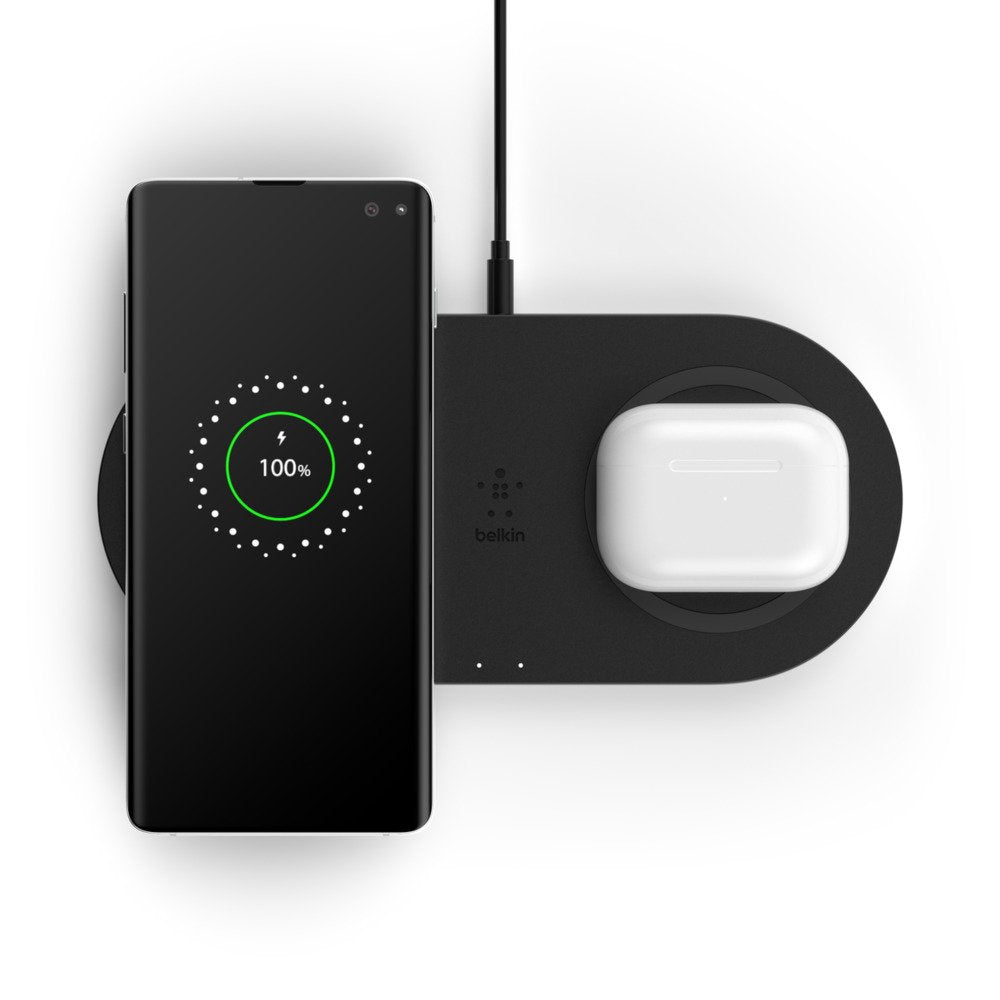 Base De Carga Inalámbrica Dual De Belkin 2x 10w Con Fuente De Alimentación, Negra