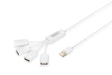 Digitus Hub Cable 4 Puertos Usb 2.0 Blanco 0.80m Da-70216