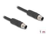 Delock M12 Cable L-Kodiert 4 Pin Stecker Zu Stecker Pur Schleppkettentauglich 1 M Schwarz