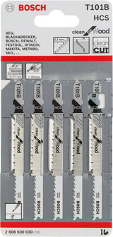 Bosch Professional Hoja De Sierra De Calar T 101 B Clean Para Madera, 100 Mm 5 Piezas 2608630030