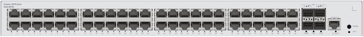 Huawei Switch S220-48p4s (48*Ge Ports(380w Poe+), 4*Ge Sfp Ports, Built-In Ac Power)