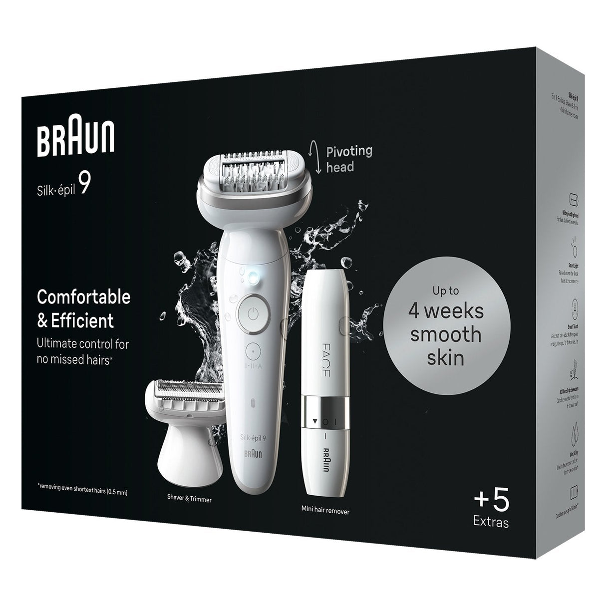 Depiladora  Braun Silk-Épil 9-341 Sensosmart, Blanco/Plateado 7500435225182