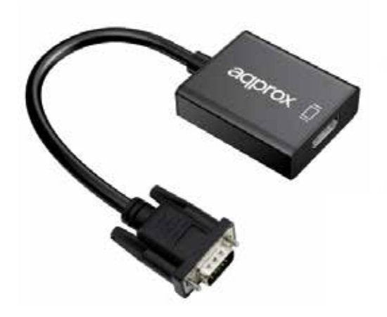 Approx Adaptador Vga A Hdmi Appc25  Con Entrada De Audio Conexiones Vga (In) / Jack 3.5 (In) / Micro