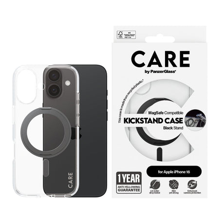 EAN 5715685003868 - PanzerGlass CARE™ by ® Case Transparent w. Black Kickstand & MagSafe iPhone 16 funda para teléfono móvil  imagen 2