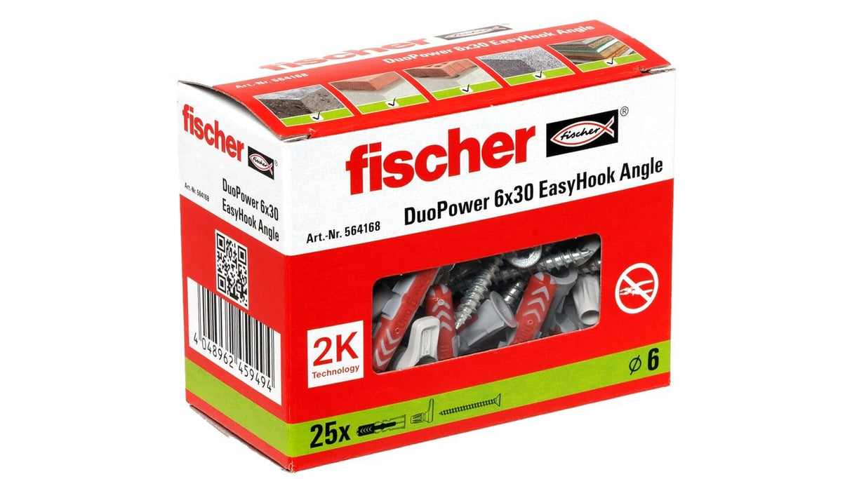 EAN 4048962459494 - Fischer 564168 tornillo de anclaje y taco 25 pieza(s) Juego de enchufes de pared y ganchos de tornillo imagen 4
