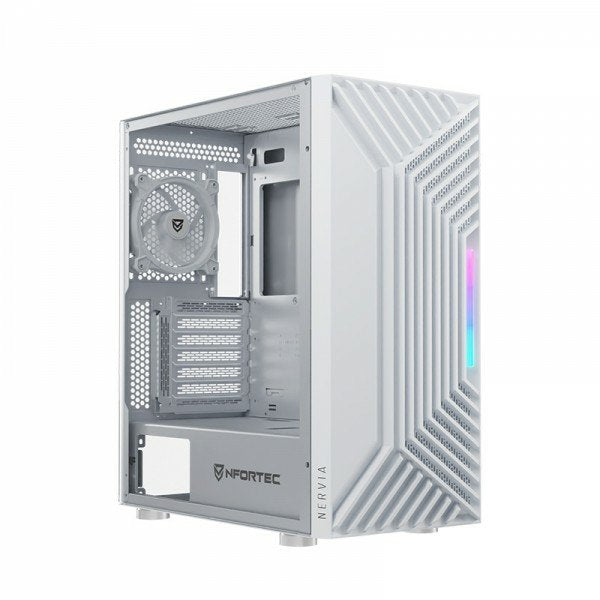 Nfortec Caja Gaming Cristal Templado Nervia White. Usb 3.0 A-Rgb. Blanco
