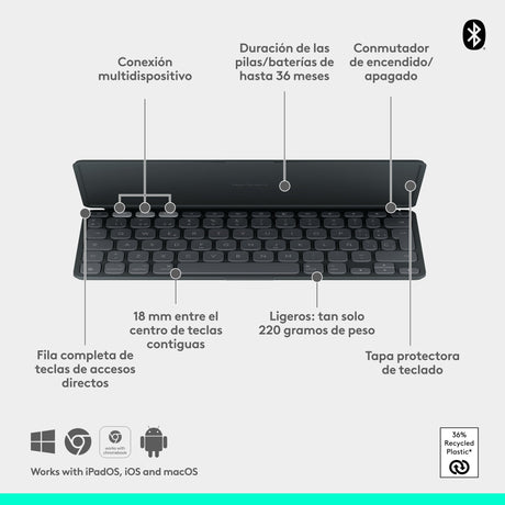 EAN 5099206126039 - Logitech 920-013010 teclado Universal Bluetooth Español Grafito imagen 6