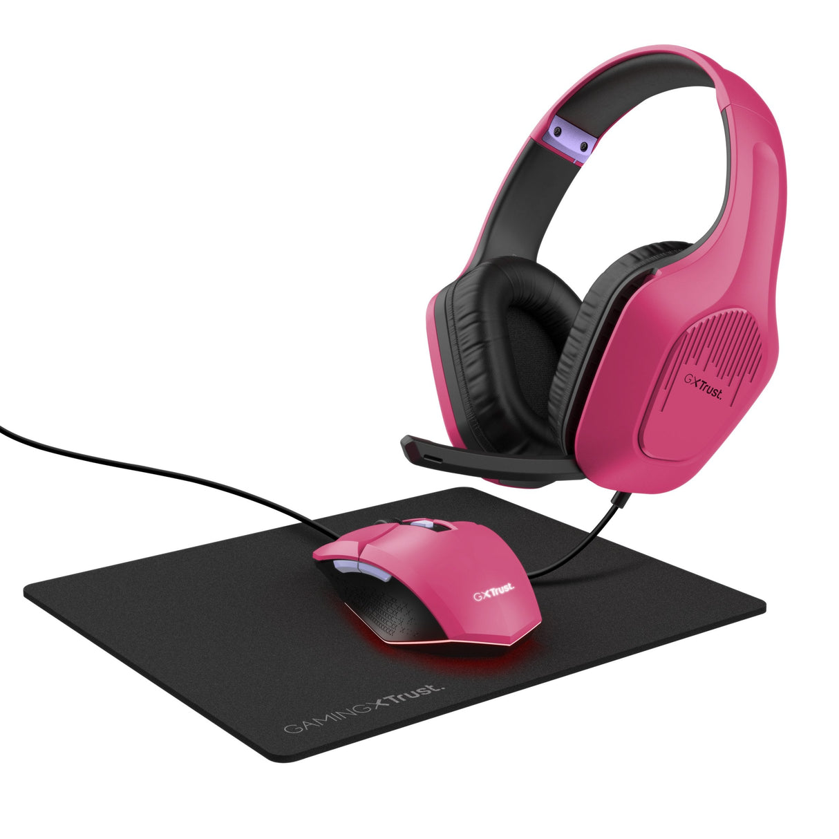 Auriculares  Trust Gxt 790 Alámbrico  Juego Negro, Rosa