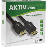 Cable Activo Inline Displayport, Negro, Contactos Dorados, 15 M