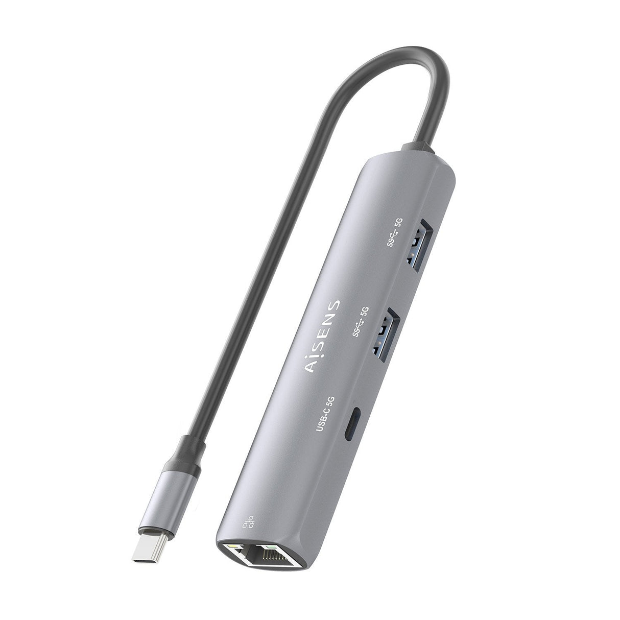 Aisens Dock Usb-C A Ethernet Gigabit + Hub 1xusb-C+2xusb-A, Gris, 15cm