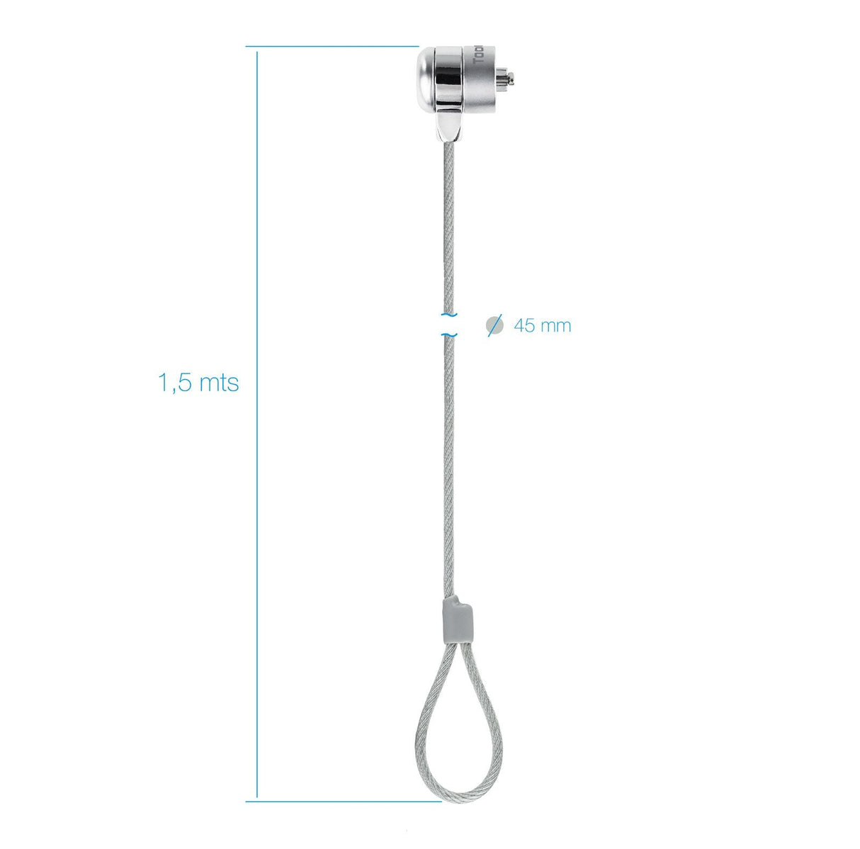 Tooq Cable De Seguridad Universal Con Llave Para Portatiles - Acero 4.5mm - Longitud 1.50m