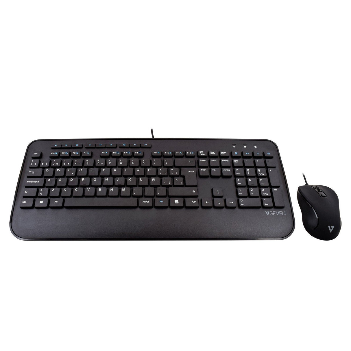 V7 Teclado Usb De Tamaño Completo Con Reposamuñecas Y Combo De Ratón Para Ambidiestros - Es