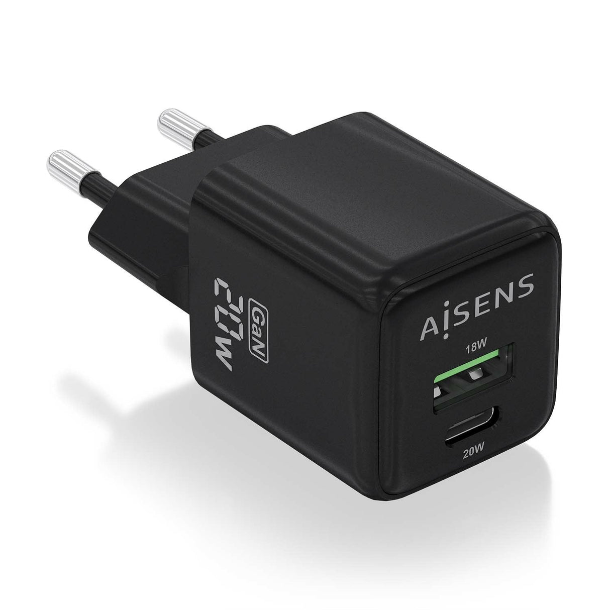 Aisens Cargador Gan 20w - 1xusb-C Pd3.0 Qc4.0 - 1xusb-A Qc3.0 - Negro