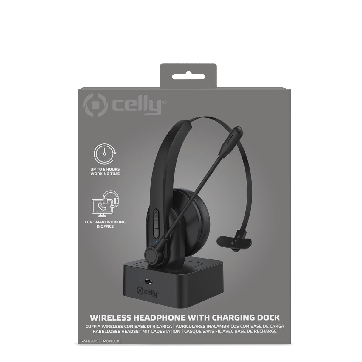 Celly Swheadsetmono Auriculares Inalámbrico Bluetooth Base De Carga Negro