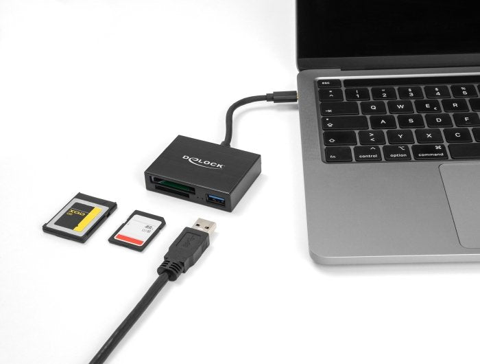 Delock 91711 Lector De Tarjetas Usb-C Para Tarjetas De Memoria Xqd Y Sd + Puerto Usb 5 Gbps Tipo-A