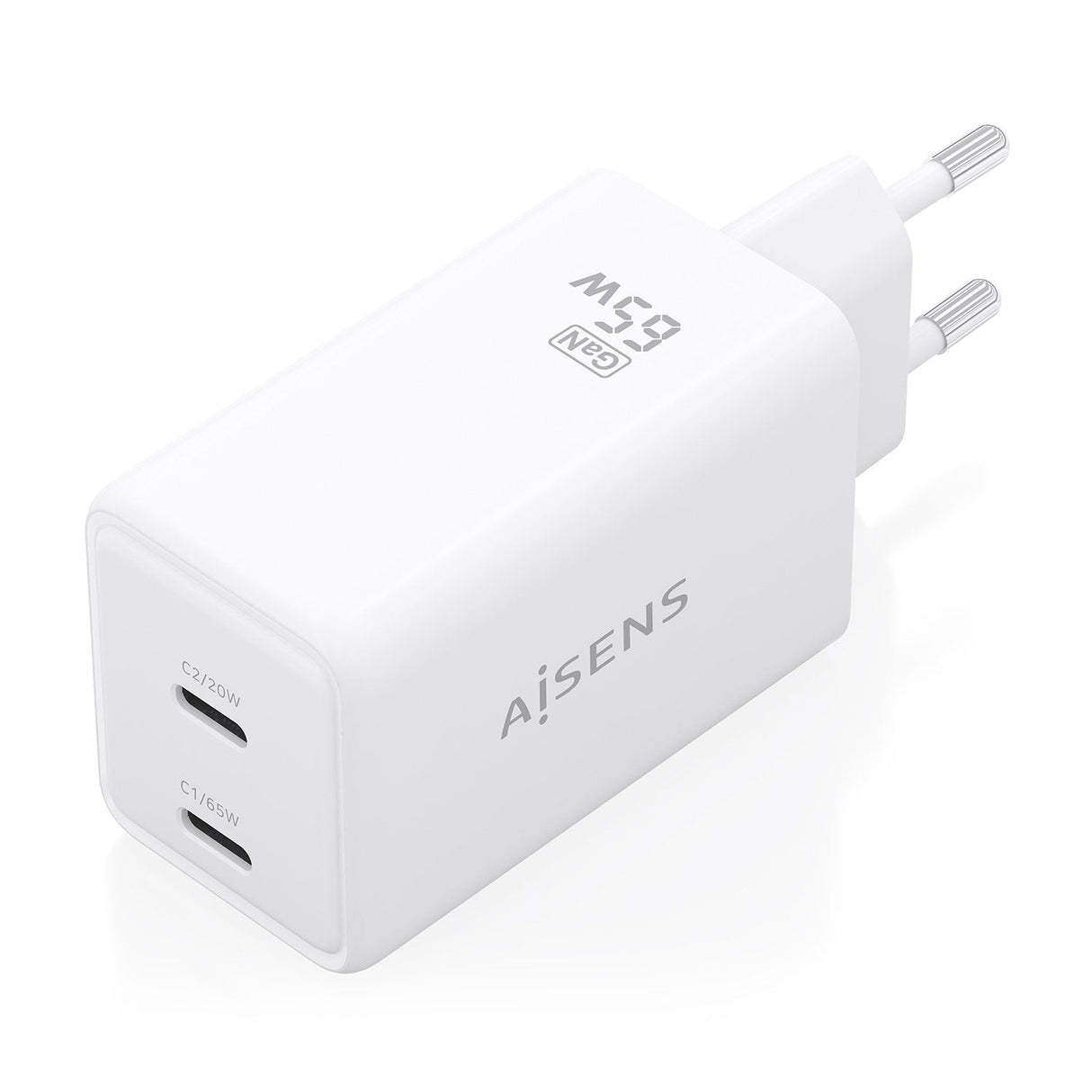 Aisens Cargador Gan 65w, 2xusb-C Pd3.0 Qc4.0, Blanco
