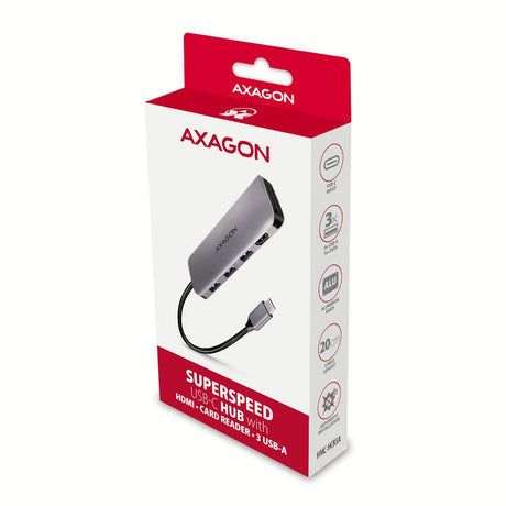 EAN 8595247907011 - Axagon HMC-HCR3A 3x USB-A+ HDMI+ SD/microSD USB-C 3.2 Gen 1 hub 20cm Alámbrico USB 3.2 Gen 1 (3.1 Gen 1)  imagen 9