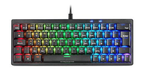 Teclado Gamer Mecánico (Yellow Silent) Mars Gaming Mkminipro Rgb (Negro)