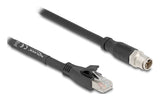 Delock M12 Cable X-Kodiert 8 Pin Stecker Zu Rj45 Stecker Cat.5e S Ftp Flexibel 1 M Schwarz