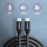 Axagon Hcm3-Cm15ab Cable Usb-C 3.2 Gen 1 Auf Usb-C 3.2 Gen 1, Negro - 1,5m
