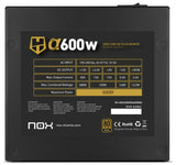 Fuente De Alimentacion Nox Hummer Alpha 600w 80+ Bronze