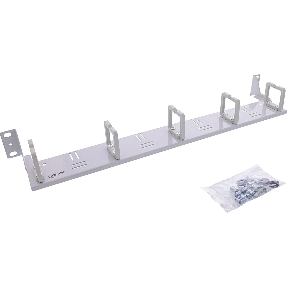 Inline® 19" Cable Management Panel, 5 Plastic Brackets Horizontal, Ral7035 Gris