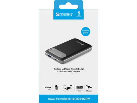 EAN 5705730421167 - Sandberg 421-16 batería externa Polímero de litio 10000 mAh Aluminio, Negro imagen 5