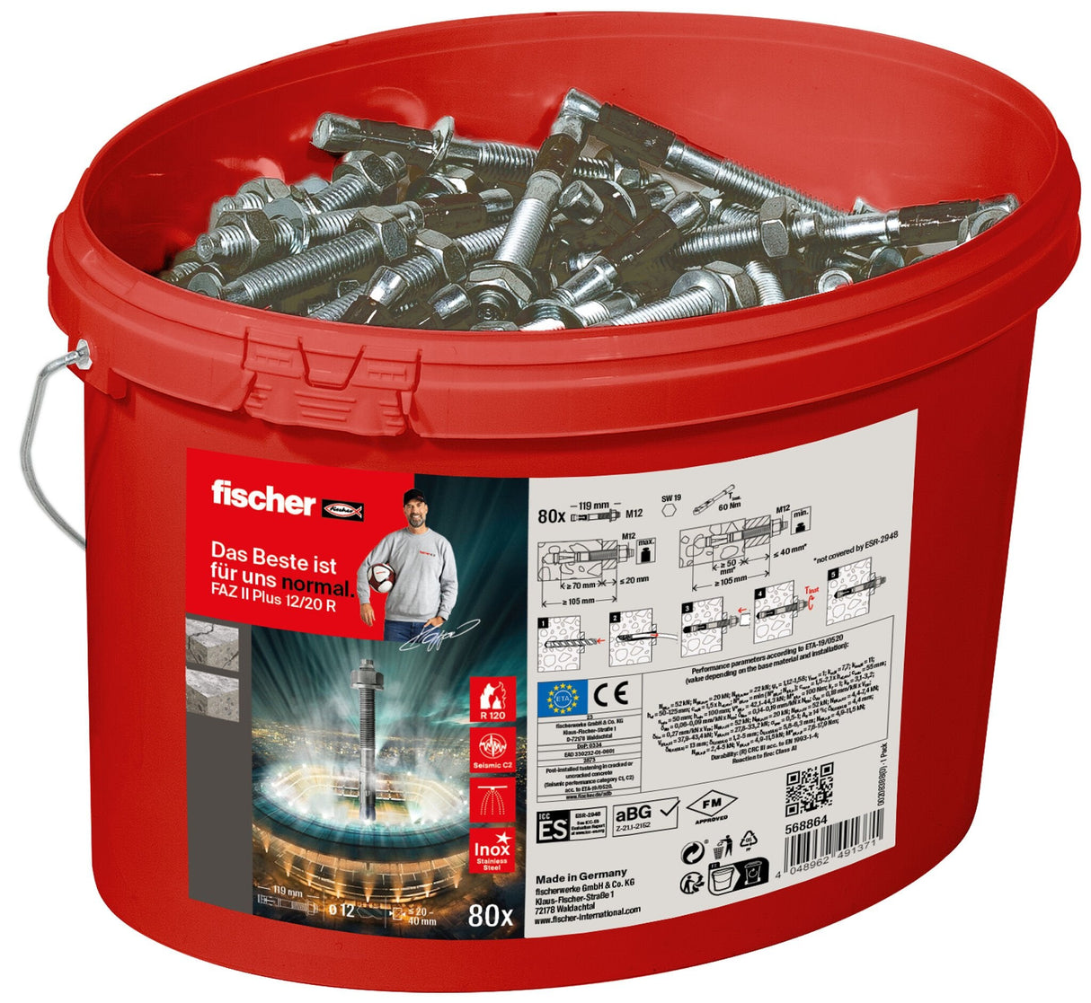 Fischer 568864, Pasador Acero Fino
