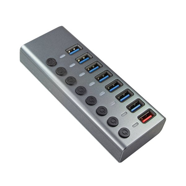 Usb Hub Logilink Usb 3.2 7+1 Port Aluminum Grey Switch For Each Port, On/Off