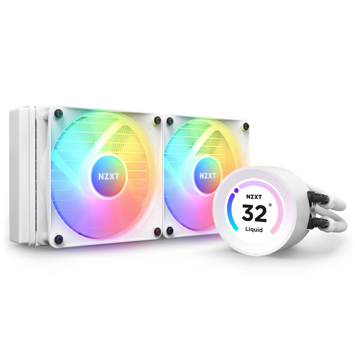 Refrigerador Liquido Cpu Nzxt Kraken Elite 240 2x120 Blanco Rgb Per Disp Lcd Plus
