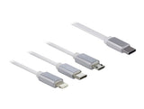Delock 85844 Cable De Carga Retráctil Usb Type-C 3 En 1 Para Lightning / Micro Usb / Usb Type-C Blanco