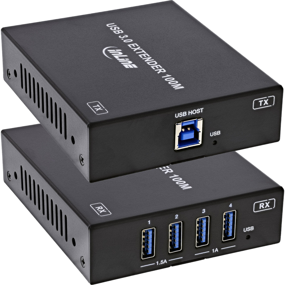 Extensor Usb, Cat.6, Usb 3.2, 100 M,Set, Receptor Con 4 Puertos Usb-A