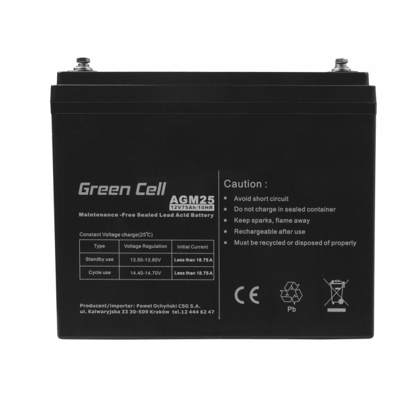 EAN 5903317224051 - Green Cell AGM25 batería para sistema ups Sealed Lead Acid (VRLA) 12 V 75 Ah imagen 4