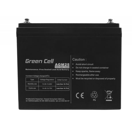 EAN 5903317224051 - Green Cell AGM25 batería para sistema ups Sealed Lead Acid (VRLA) 12 V 75 Ah imagen 4