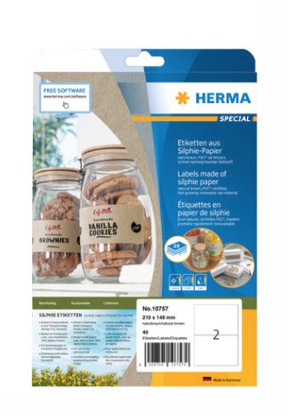 EAN 4008705107570 - HERMA 10757 etiqueta autoadhesiva Rectángulo Permanente Marrón 40 pieza(s) imagen 1