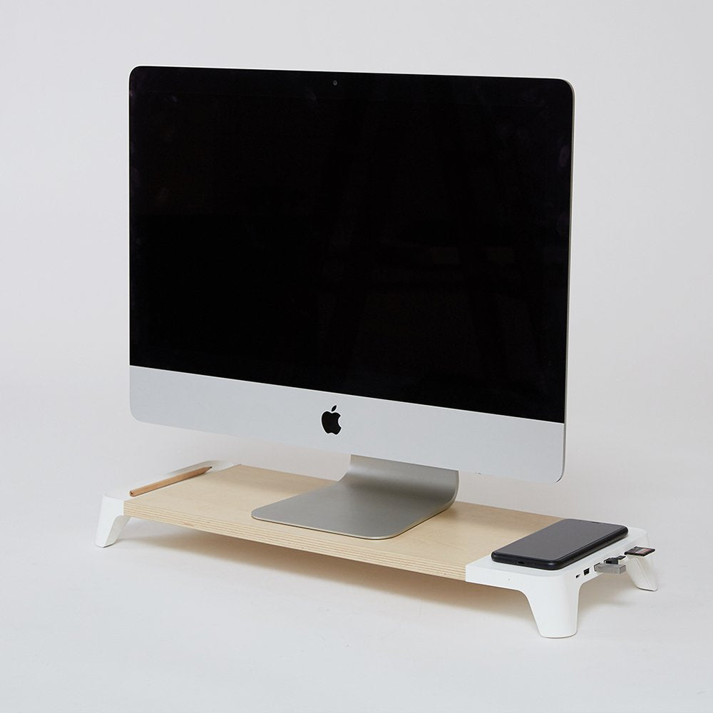 EAN 8809418160977 - POUT 3-in-1 wooden monitor stand hub with fast wireless charging pad EYES 8 Armario archivador imagen 5