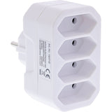 Inline® Power Adapter, Earthing Contact Plug A 4x Euro Socket, White