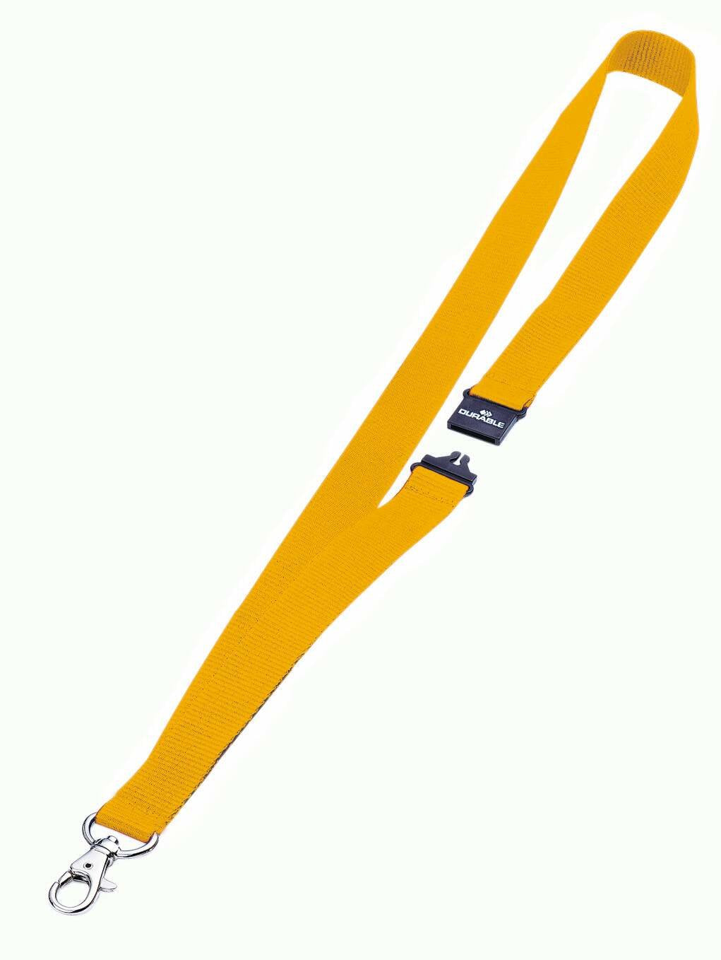 Durable Cinta Textil Con Mosqueton Para Identificador - Cierre De Seguridad - Color Amarillo