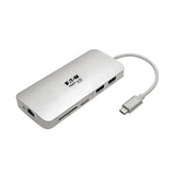 Tripp Lite Estación De Conexión Usb-C Type-C, 4k @ 30 Hz, Hdmi, Thunderbolt 3, Usb-A Hub, Carga Pd, Sd Micro Sd, Gbe - Plata