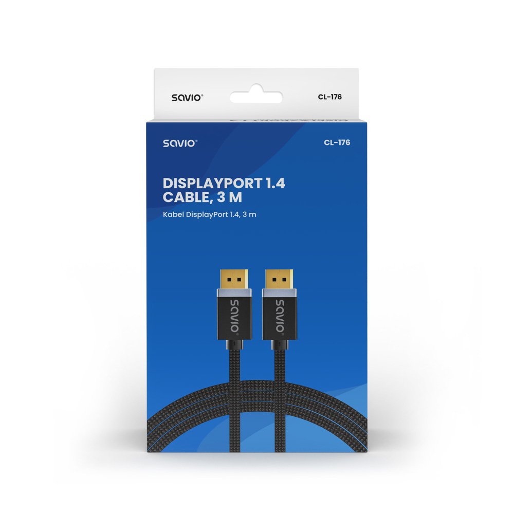 Savio  Cable Displayport (M), V1.4, 3 M, Cl-176
