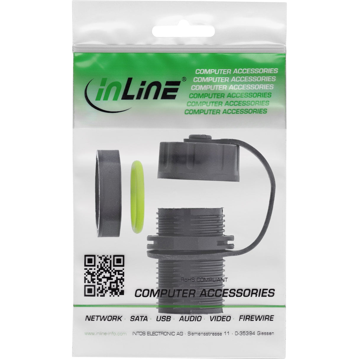 Adaptador Rj45 Cat6a, Ip68, Cat.6a, Mini, Blindado, 2 Tomas Rj45 Para Panel Inline