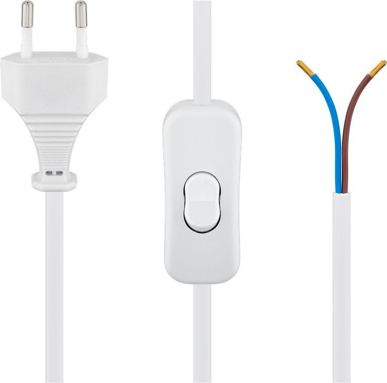 Cable Alimentacion Cee-7/16, Int. A E. Pelado 1.50m Blanco