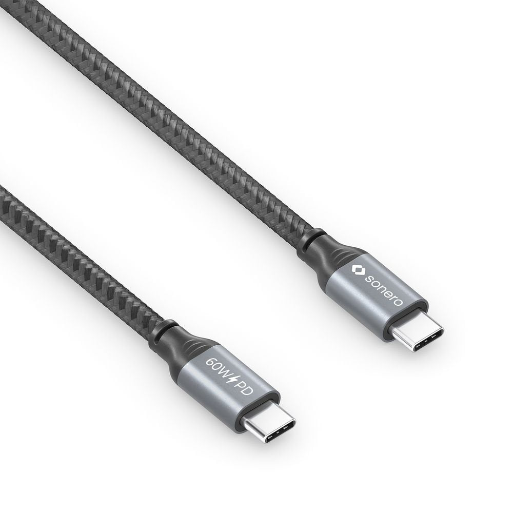 Sonero Usb-C A Usb-C Cable De Carga - Usb 2.0, 60w Pd Gris/Negro - 0,50m