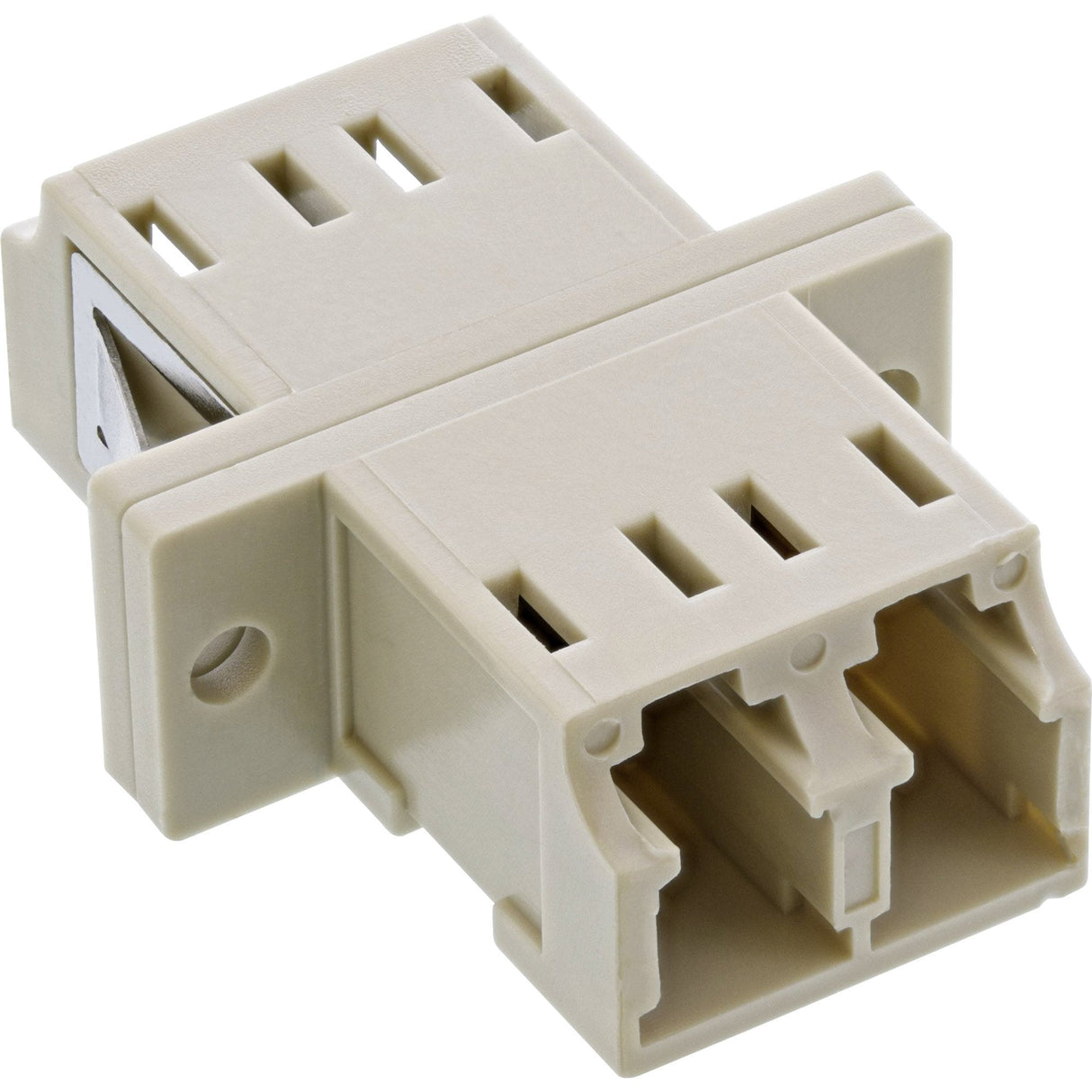 Adaptador De Fibra Óptica Inline Duplex Lc/Lc Mm Funda De Cerámica Con Brida Gris