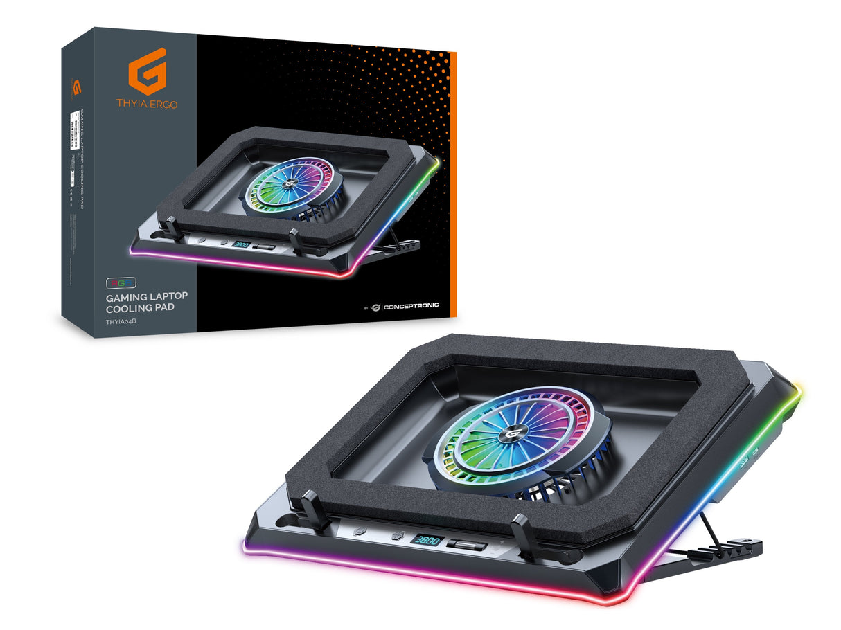 Conceptronic Usb-C Laptop-Almohadilla Refrigerante + Handyhalter, 130mm Largo