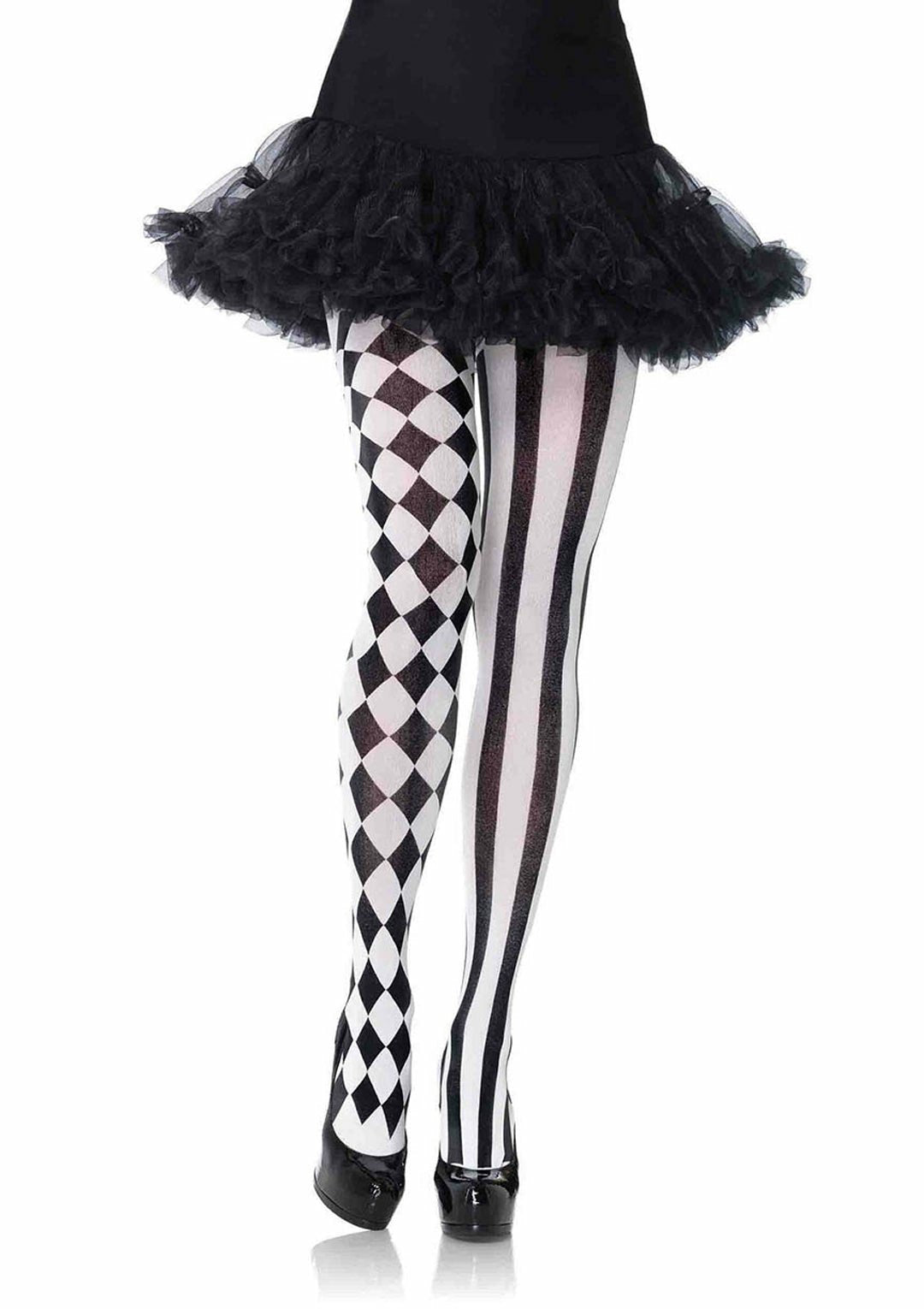 Leg Avenue - Medias Arlequin Negro/Blanco